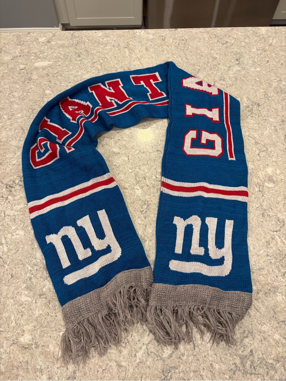 New York Giants FOCO Blue Knit Scarf with Red & White Accents